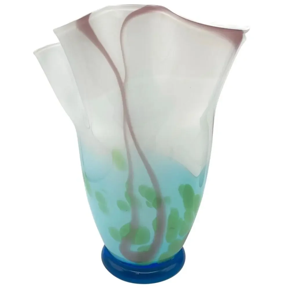 Hand Blown Art Glass Vase  9